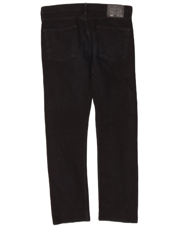 Levi's Herren 513 Slim Straight Jeans W34 L32 Schwarze Baumwolle