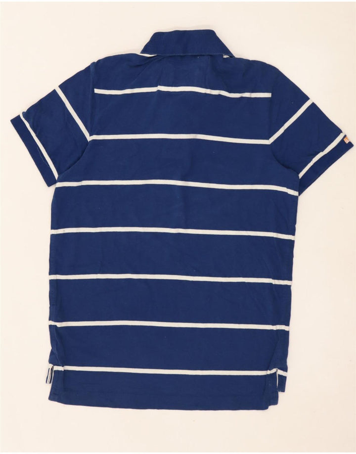 SUPERDRY Herren-Poloshirt aus mittelblau gestreifter Baumwolle mit Grafik