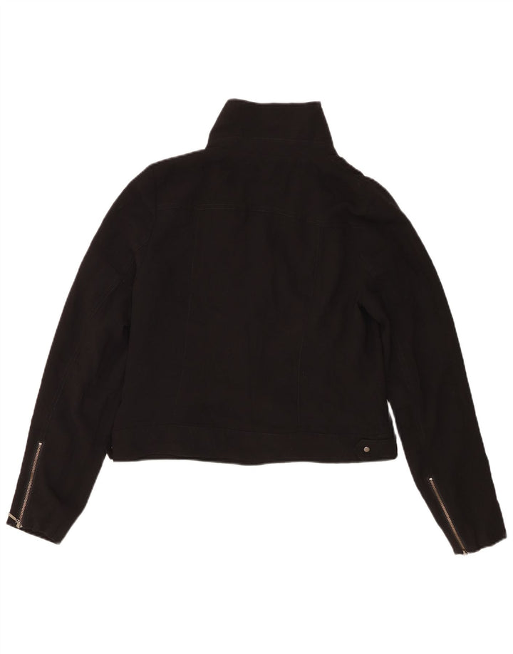 Oasis Damen Crop Bikerjacke UK 12 Mittelschwarzes Polyester