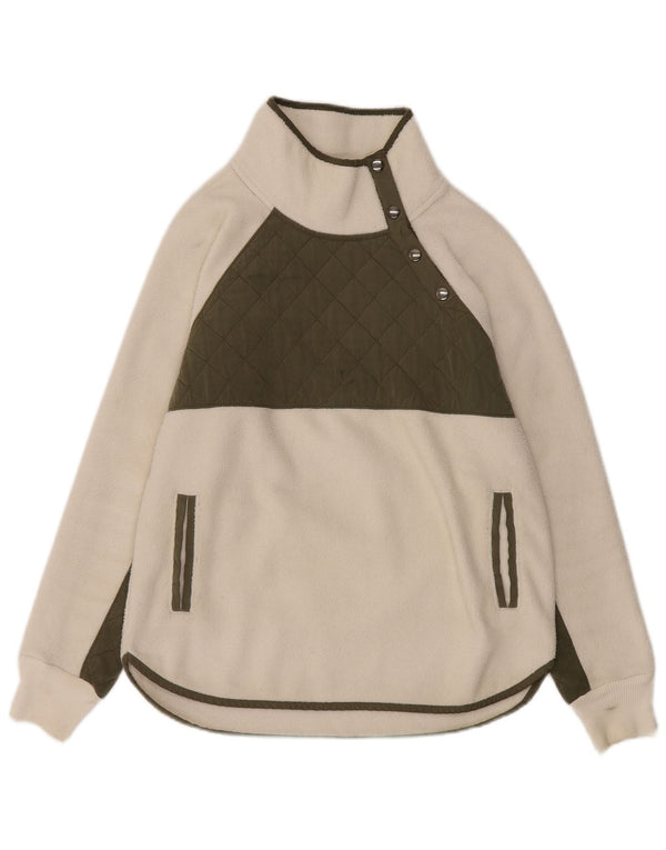 Abercrombie & Fitch Womens Fleece Jumper UK 10 Small White Colourblock