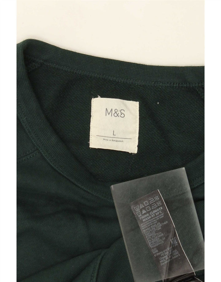 Marks & Spencer Herren-Sweatshirt-Pullover, groß, grüne Baumwolle
