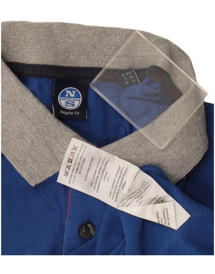 North Sails Herren-Poloshirt mit normaler Passform, mittelmarineblaue Farbblock-Baumwolle