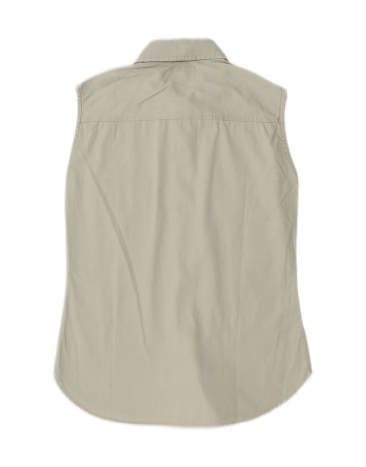 CALVIN KLEIN Womens Khakis Sleeveless Shirt UK 12 Medium Beige Vintage Calvin Klein and Second-Hand Calvin Klein from Messina Hembry 