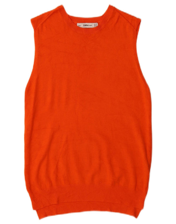 Zara Damen Weste Tank Top UK 12 Medium Orange