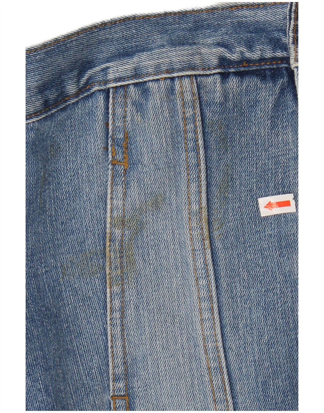 VINTAGE Damen Crop Jeansjacke UK 14 Große blaue Baumwolle