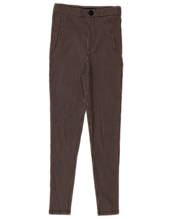 Zara Damen Skinny Chino-Hose XS W24 L28 Mehrfarbiger Hahnentritt