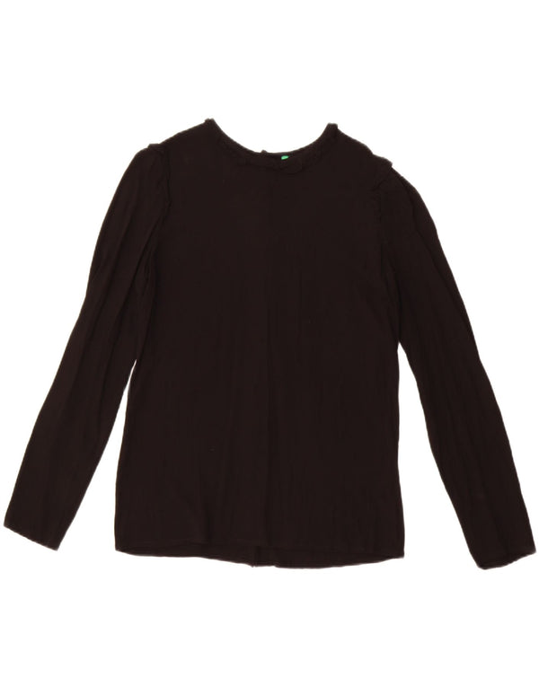 Benetton Damen Hemdbluse UK 12 Medium Schwarz
