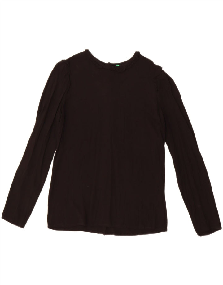 Benetton Damen Hemdbluse UK 12 Medium Schwarz