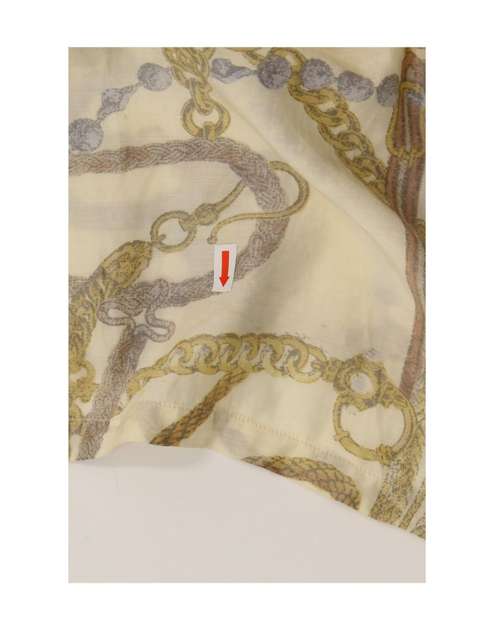 VINTAGE Damen Bluse mit abstraktem Muster UK 16 Large Beige Acryl