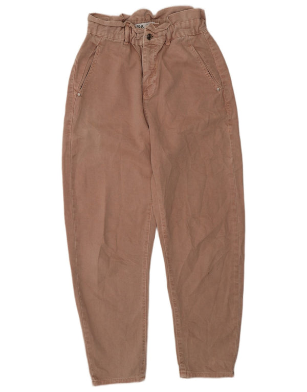 Zara Damen-Chinohose mit hoher Taille, konisch zulaufend, EU 36, XS, W26, L26, Rosa, Baumwolle