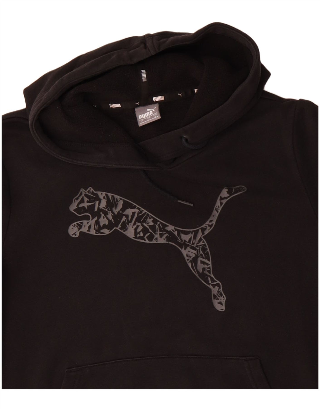 PUMA Damen Graphic Hoodie Pullover UK 16 Large Schwarz Baumwolle
