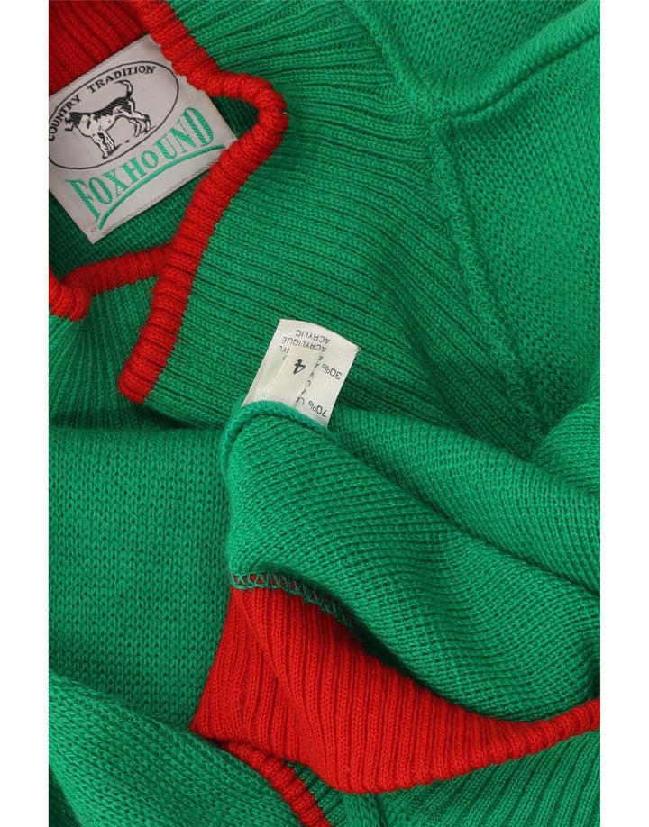 Foxhound Herren-Pullover mit Rollkragen, Grafik, groß, grüne Wolle