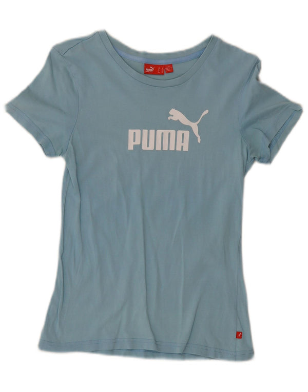 Puma Damen Grafik T-Shirt Top UK 10 Small Blau