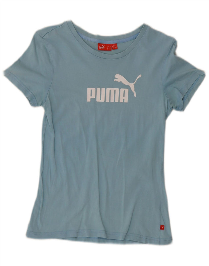 Puma Damen Grafik T-Shirt Top UK 10 Small Blau