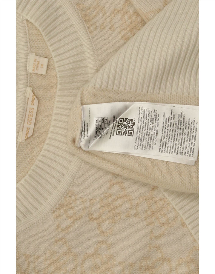 Guess Mädchen-Pullover mit abstraktem Muster und Rundhalsausschnitt, 13–14 Jahre, Beige