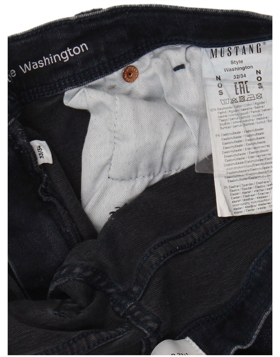 Mustang Herren Washington Slim Jeans W33 L34 Marineblaue Baumwolle