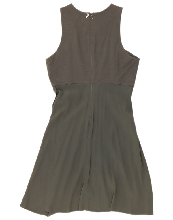 Dondup Damen ärmelloses A-Linien-Kleid, Größe S, Khaki, Baumwolle