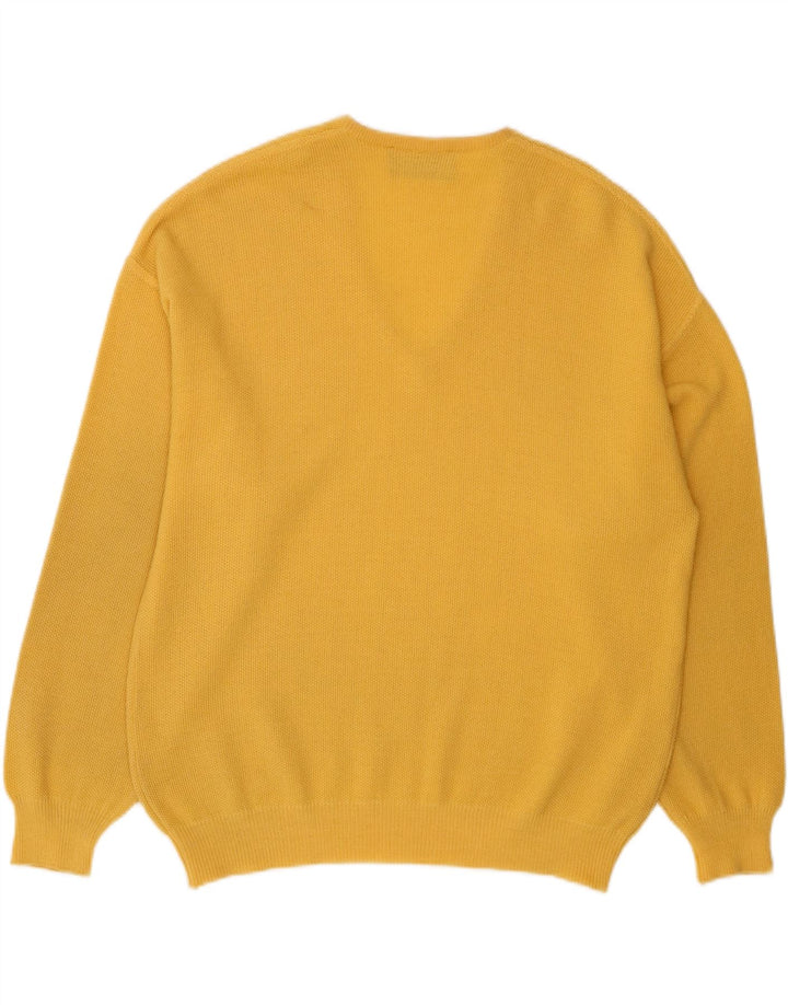 IL GRANCHIO Mens V-Neck Jumper Sweater Large Yellow Wool Vintage Il Granchio and Second-Hand Il Granchio from Messina Hembry 
