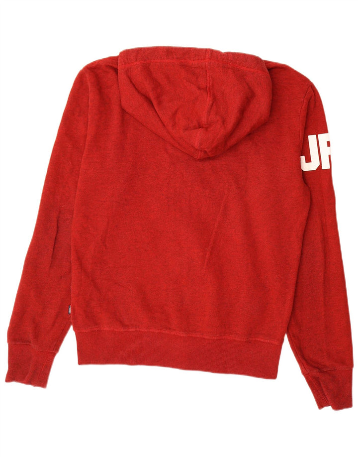 Superdry Herren-Kapuzenpullover mit grafischem Reißverschluss, mittelrote Baumwolle