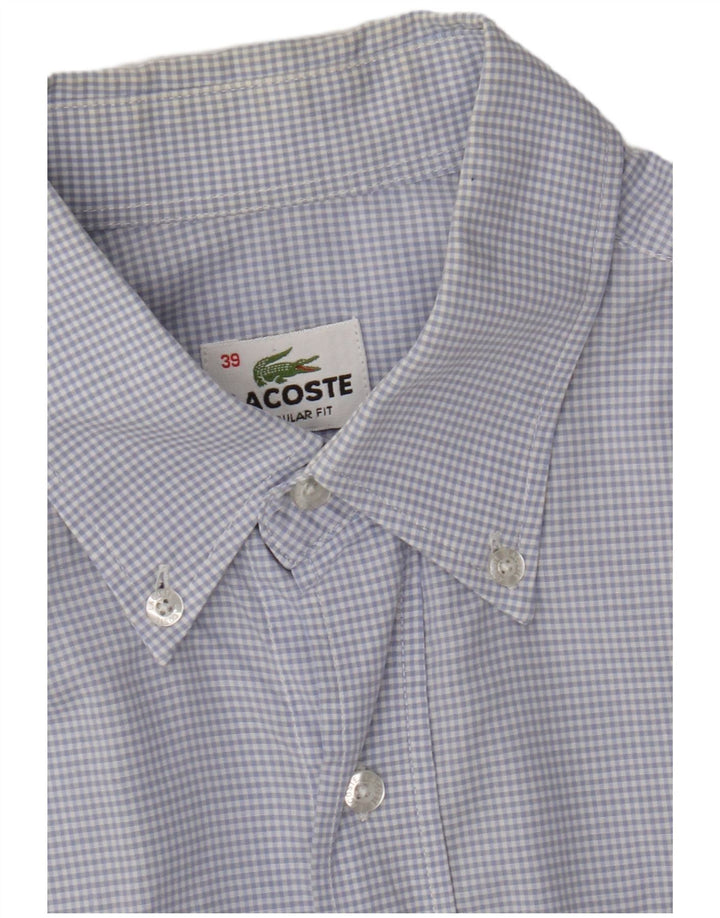 Lacoste Herren-Hemd mit normaler Passform, Größe 39, mittelblauer Gingham-Karo