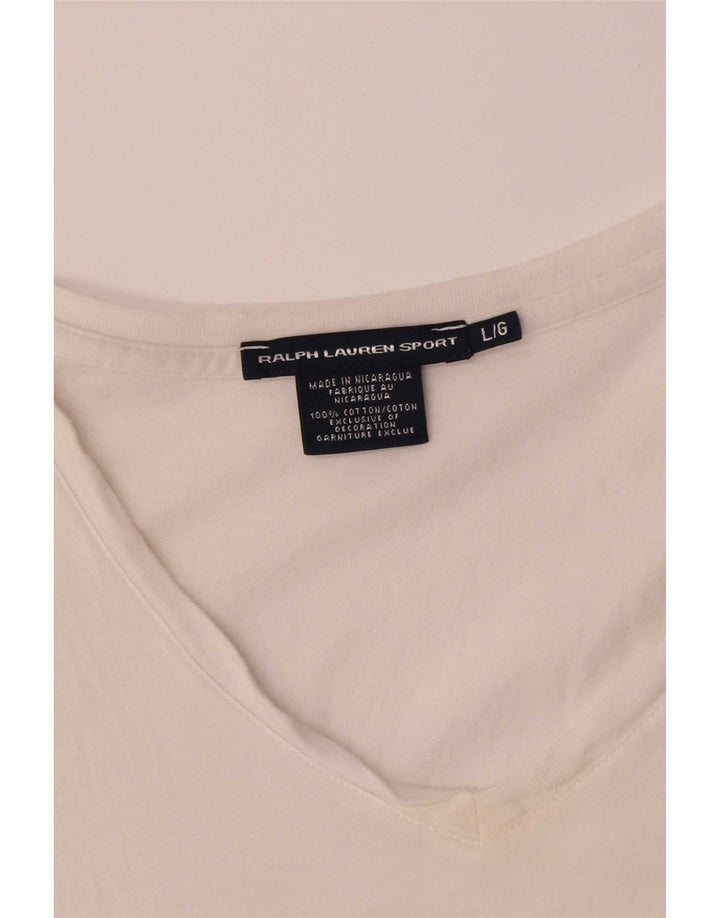 Ralph Lauren Damen Top Langarm UK 16 Large Weiße Baumwolle