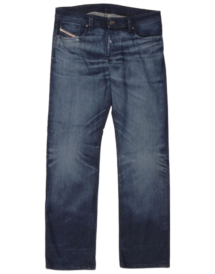 DIESEL Herren Straight Jeans W34 L32 Blaue Baumwolle