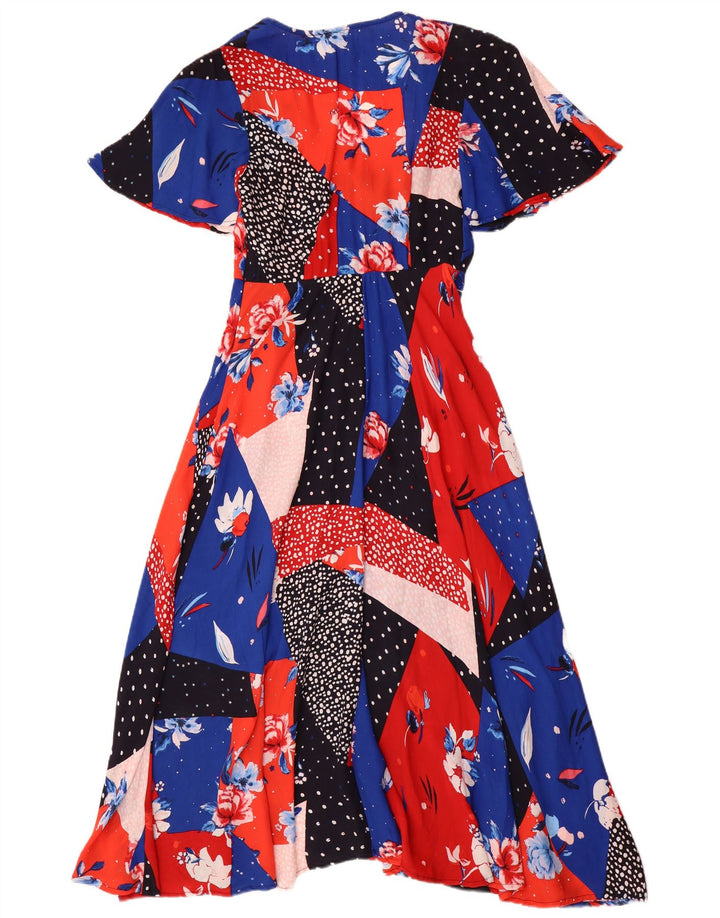 Monsoon Damen Maxikleid UK 8 Small Mehrfarbig Patchwork Viskose