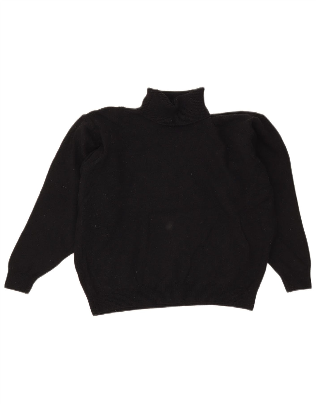 Marks & Spencer Womens Crop Rollkragenpullover Pullover UK 14 Große schwarze Wolle