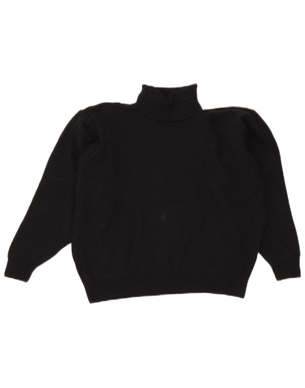 Marks & Spencer Womens Crop Rollkragenpullover Pullover UK 14 Große schwarze Wolle