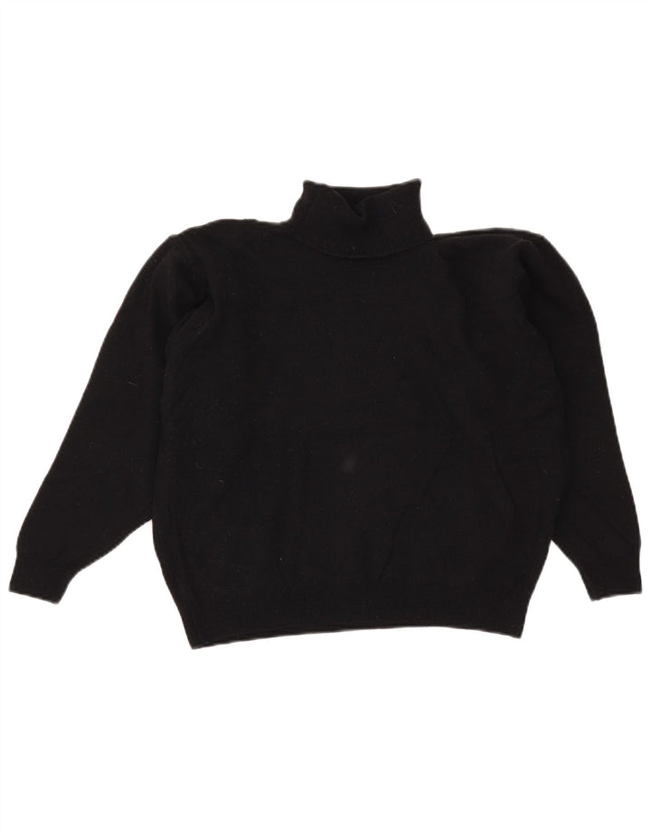 Marks & Spencer Womens Crop Rollkragenpullover Pullover UK 14 Große schwarze Wolle