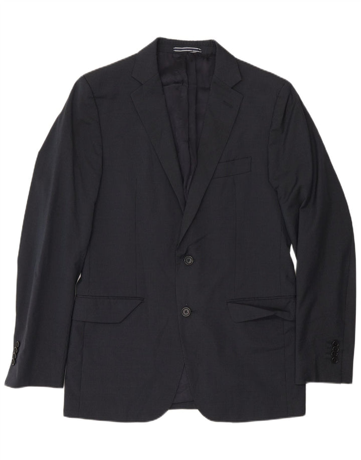 Massimo Dutti Herren-Blazer mit 2 Knöpfen, EU 48, mittelblau, Nadelstreifen