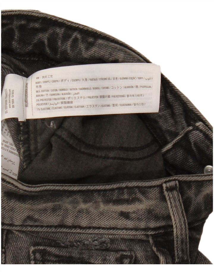 HOLLISTER Damen Distressed High Rise Straight Jeans W25 L27 Schwarze Baumwolle