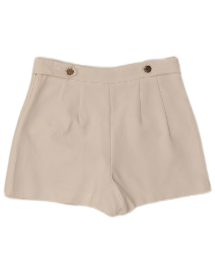 Zara Damen Trafaluc Hotpants mit hoher Taille, Größe S, W26, Weiß, Polyester