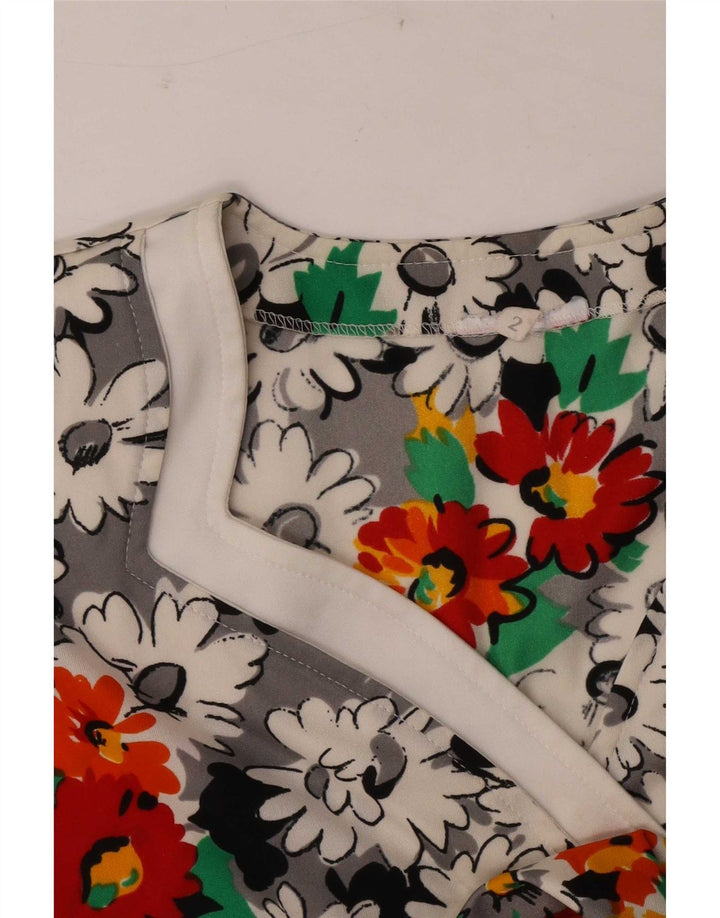 Vintage Damen Etuikleid UK 14 Großes mehrfarbiges Blumenmuster