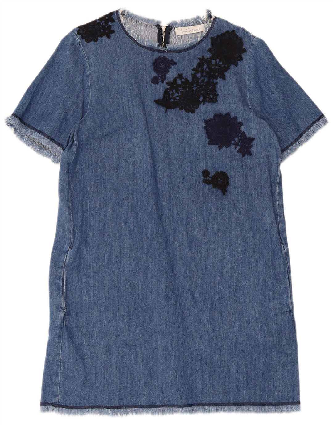 Intrend Damen Jeanskleid UK 14 Mittelblau geblümt
