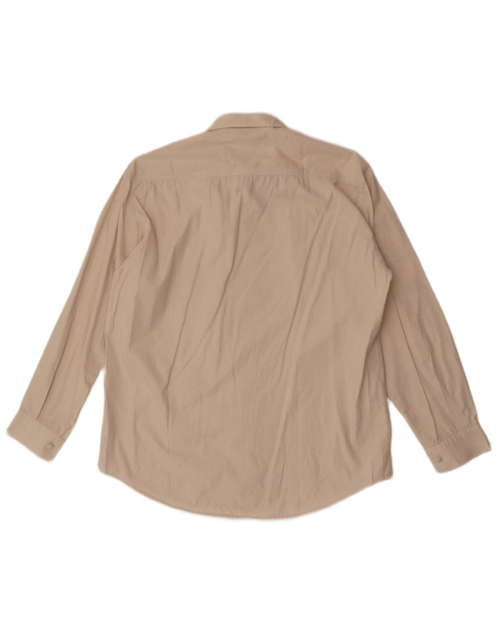 Vintage Damen Shirt UK 14 Große Beige Nadelstreifen