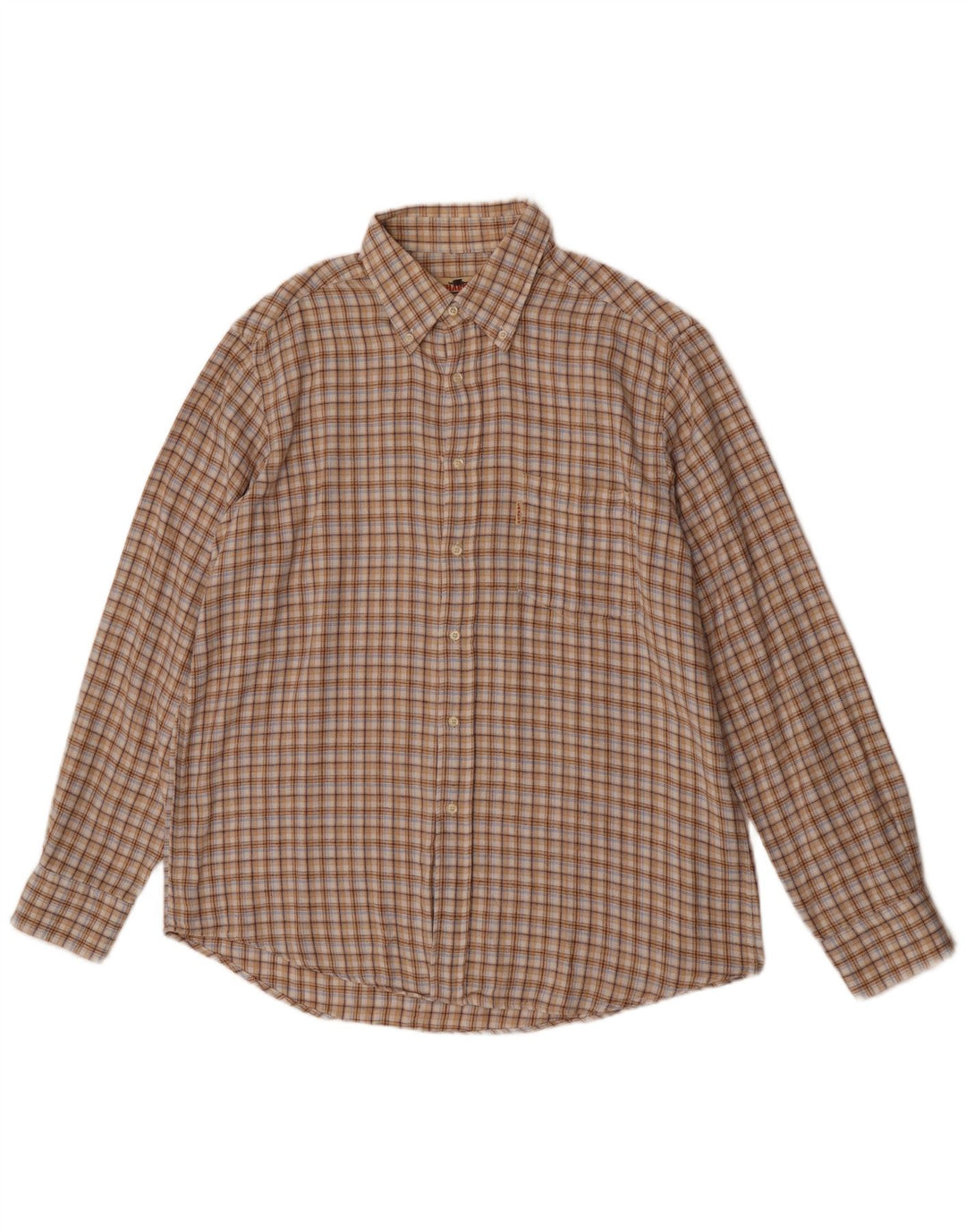 Charro Herren-Flanellhemd XL, beige karierte Baumwolle