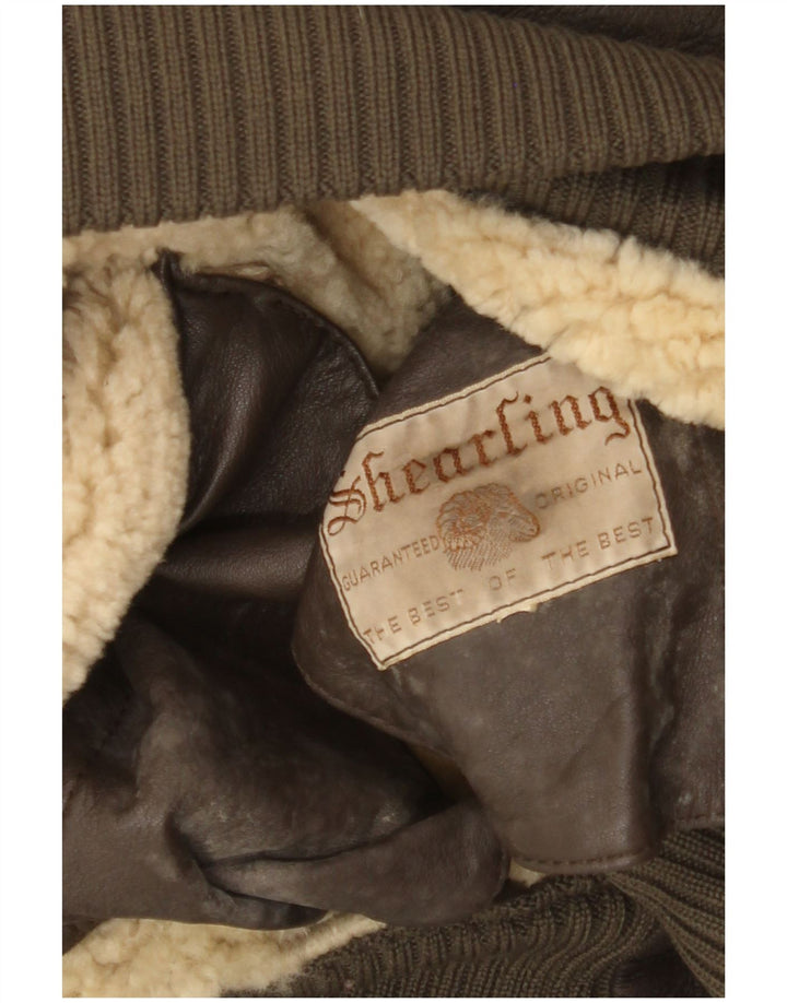 Vintage Herren Bomber Shearling Jacke UK 36 Small Brown