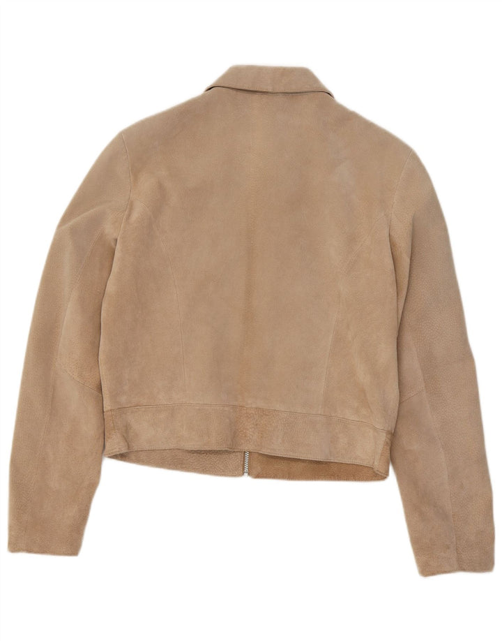 In Extenso Damen Crop Wildlederjacke UK 18 XL Beige Leder