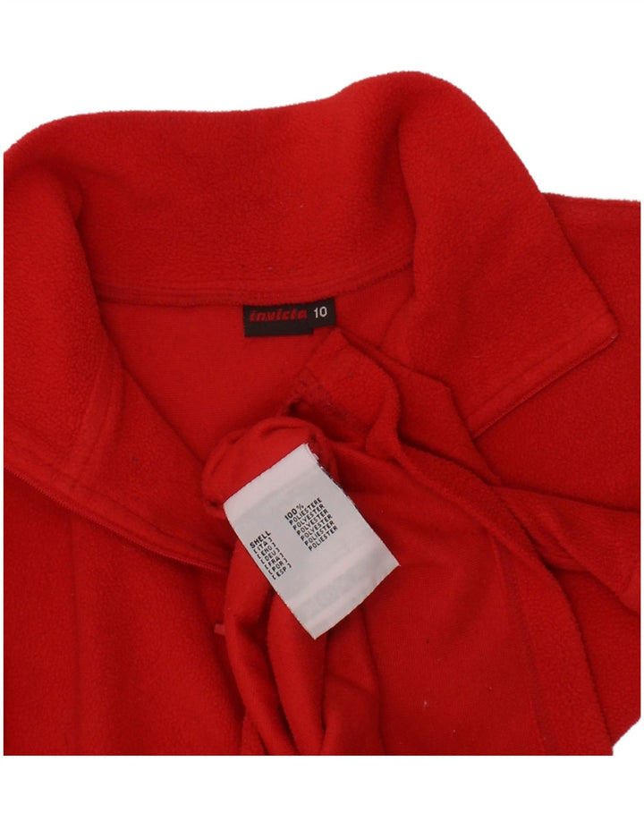 INVICTA Boys Zip Neck Fleece Jumper 9-10 Years Red Polyester