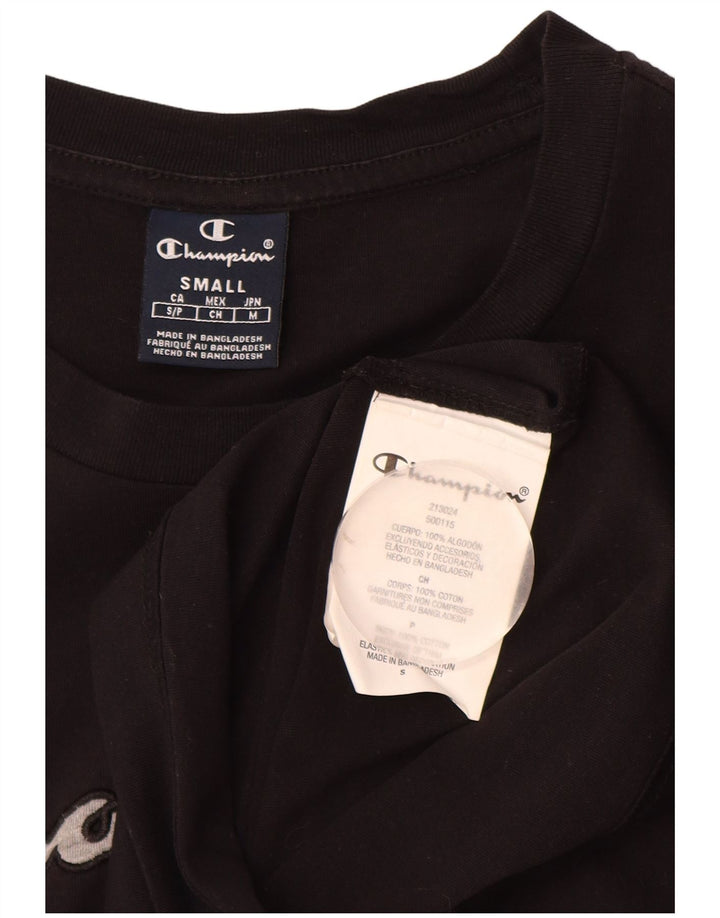 CHAMPION Herren-T-Shirt mit Grafik, Größe S, schwarze Baumwolle