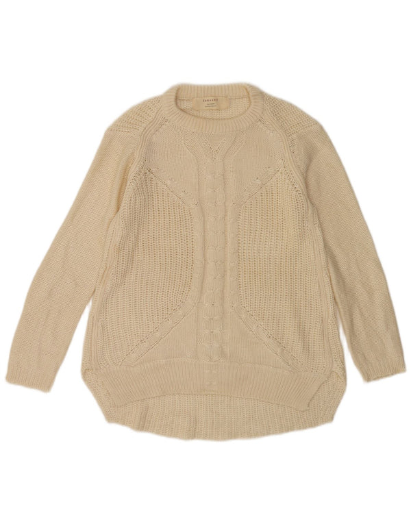 Zara Damen-Pullover mit U-Boot-Ausschnitt, Gr. 10, Größe S, gebrochenes Weiß