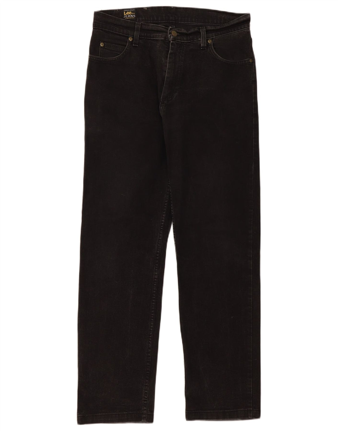 Lee Herren Brooklyn Straight Jeans W33 L31 Schwarze Baumwolle
