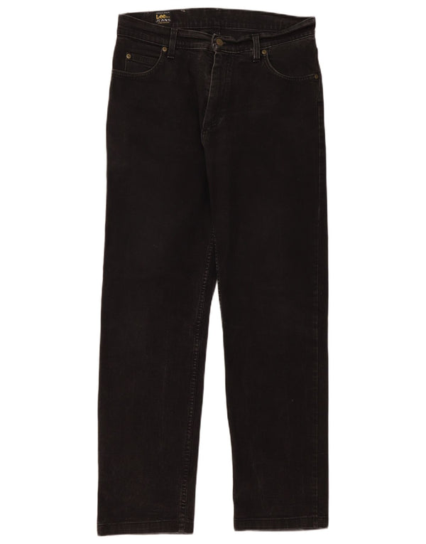 Lee Herren Brooklyn Straight Jeans W33 L31 Schwarze Baumwolle