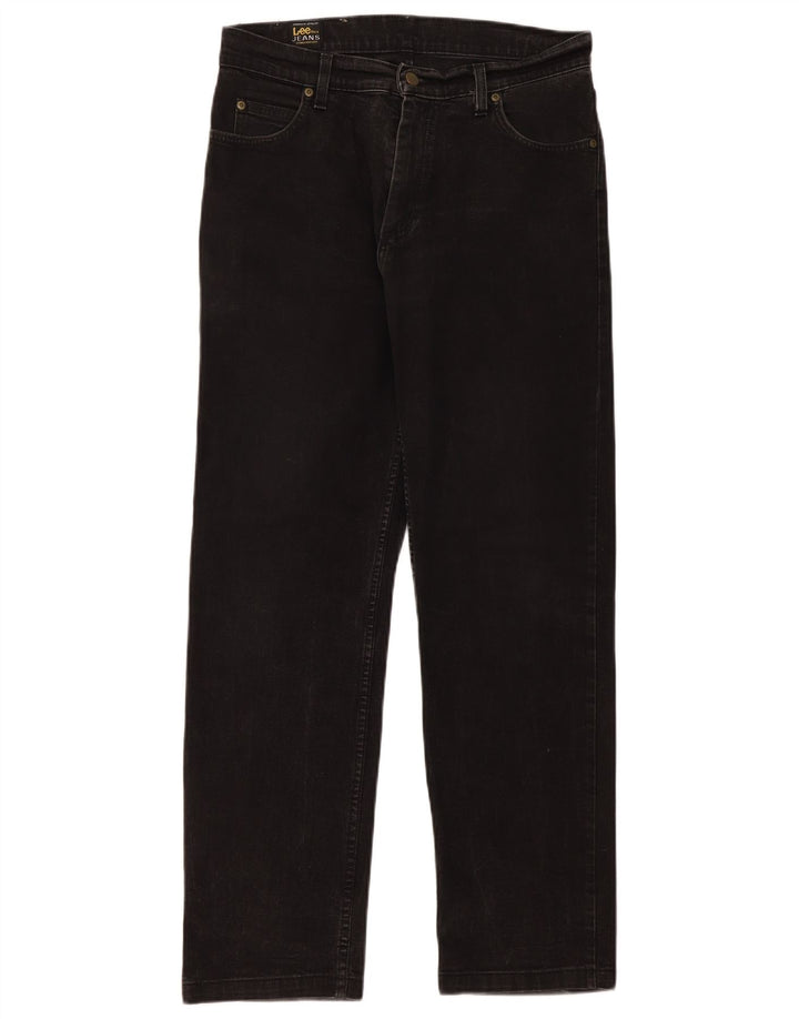 Lee Herren Brooklyn Straight Jeans W33 L31 Schwarze Baumwolle