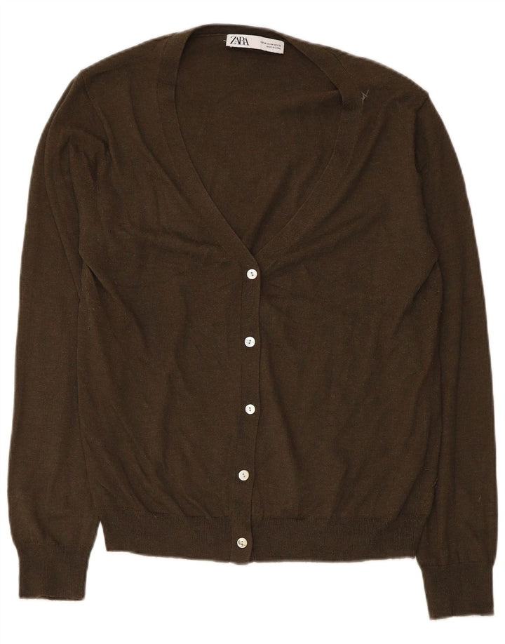 Zara Damen Strickjacke UK 12 Medium Khaki
