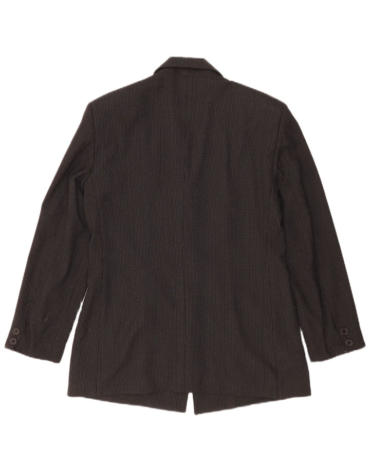 Benetton Damen-Blazer mit 3 Knöpfen, IT 46, Größe L, Schwarz, Nadelstreifen
