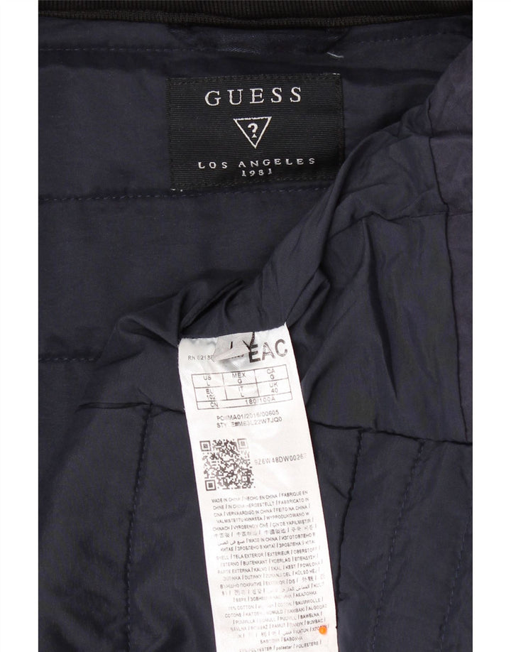 Guess Herren Wattierte Jacke UK 40 Große Marineblaue Baumwolle