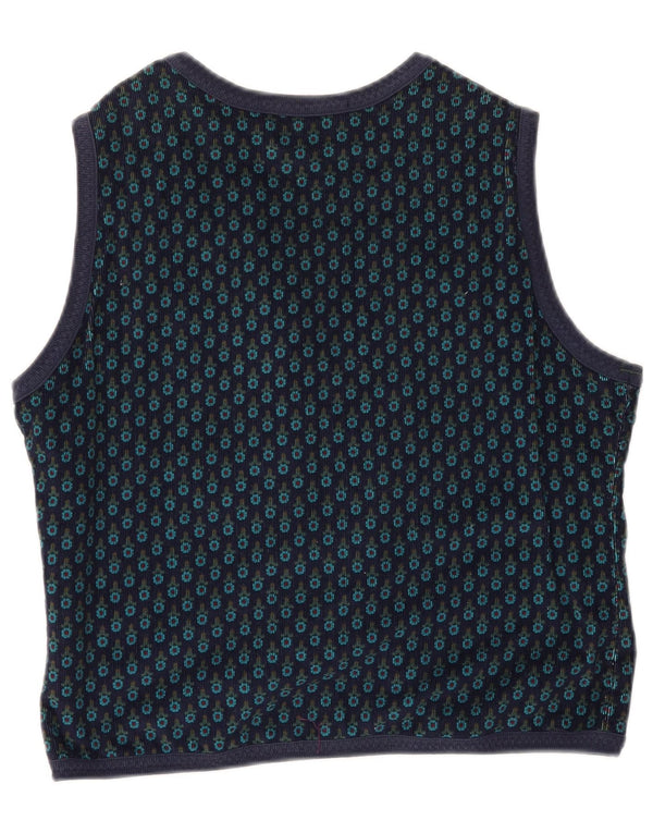 BEST COMPANY Damen Crop Cardigan Top UK 14 Mittel Marineblau Blumenmuster