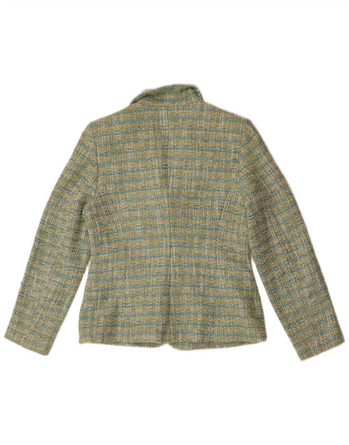 Vintage Damen Blazerjacke mit 3 Knöpfen, Größe 40, klein, grün kariert, Polyester